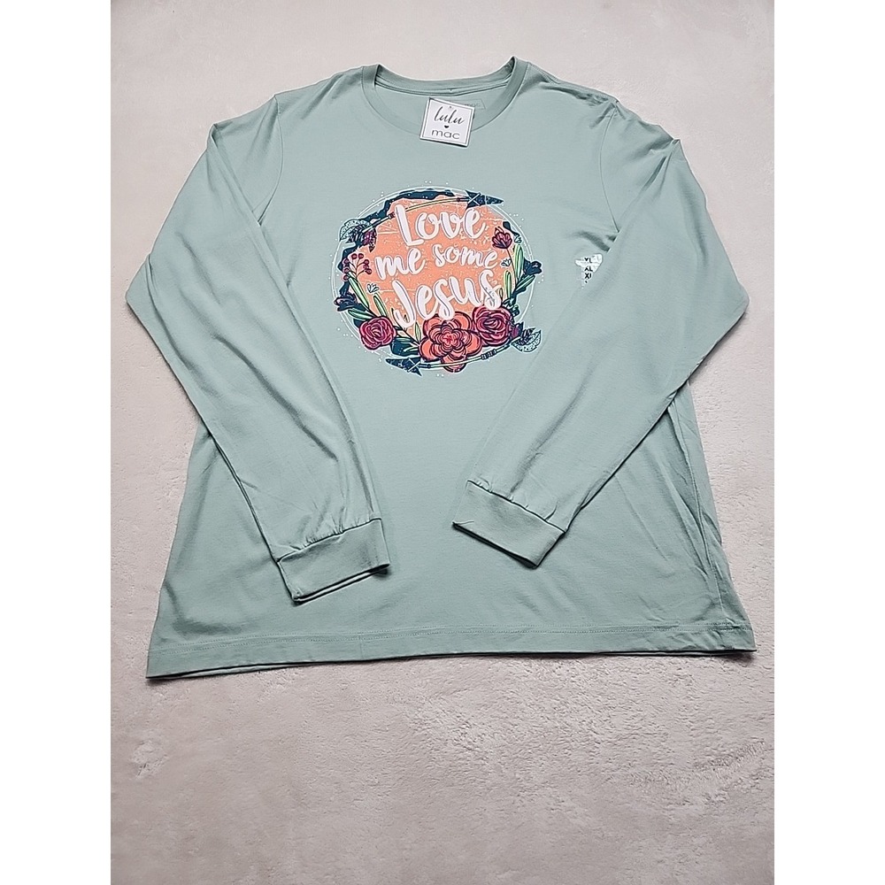 Lulu Mac Long Sleeve T-shirt‎ " LOVE ME SOME JESUS" XL NWT